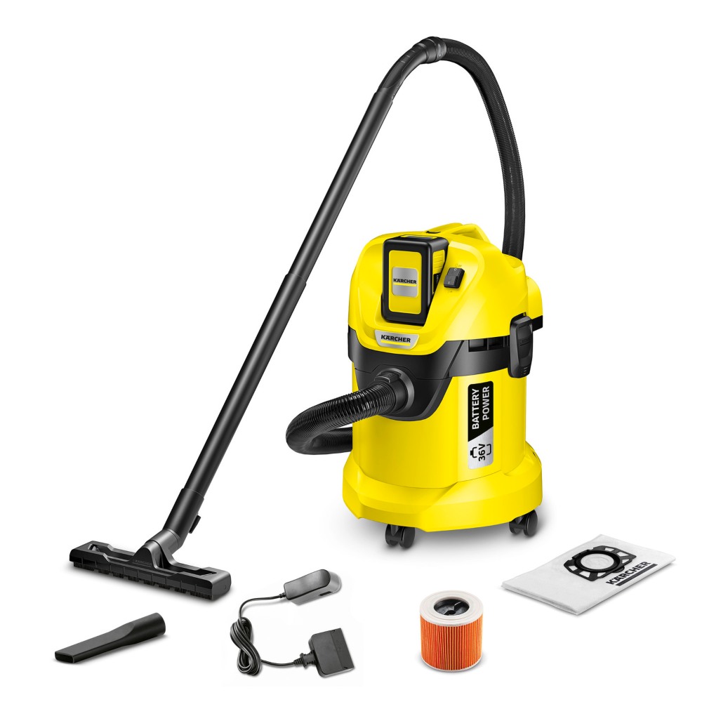KARCHER WD 3 Battery Set Σκούπα υγρής και ξηρής αναρρόφησης πολλαπλών εφαρμογών με μπαταρία και φορτιστή