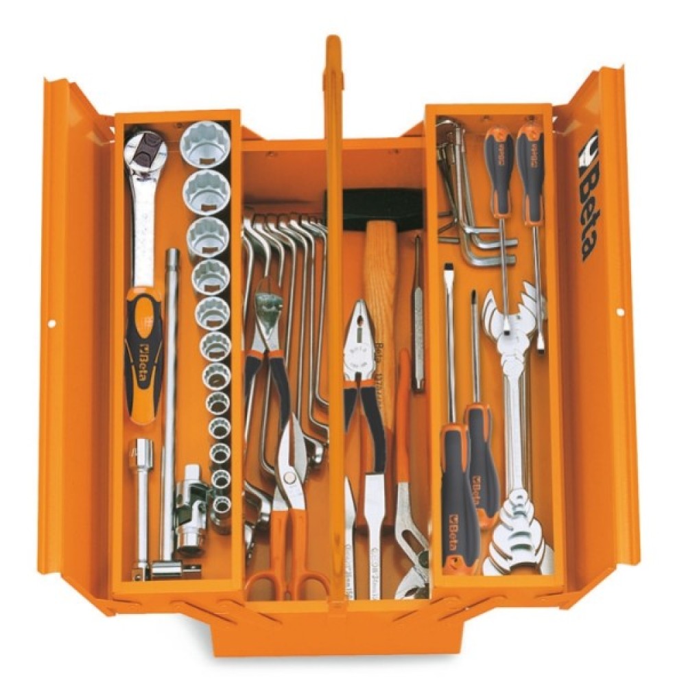 Εργαλειοθήκη αναδιπλούμενη με τρία διαμερίσματα, από λαμαρίνα C19