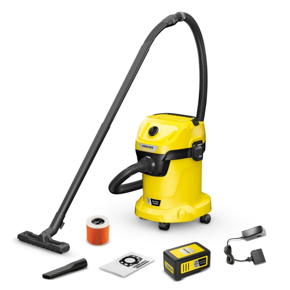 KARCHER WD 3-18 Battery Set Σκούπα υγρής και ξηρής αναρρόφησης με μπαταρία και φορτιστή KARCHER WD 3-18 Battery Set Σκούπα υγρής και ξηρής αναρρόφησης με μπαταρία και φορτιστή
